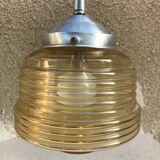 Hanging art deco glass yellow + alu vintage support