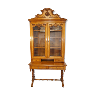 Bureau vitrine Louis Philippe en merisier 19eme