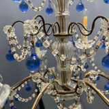 Vintage Italian Macaroni Murano  Blue Chandelier