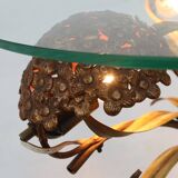 French Hollywood Regency Style Coffee Table with Lightning in Brass Flowers