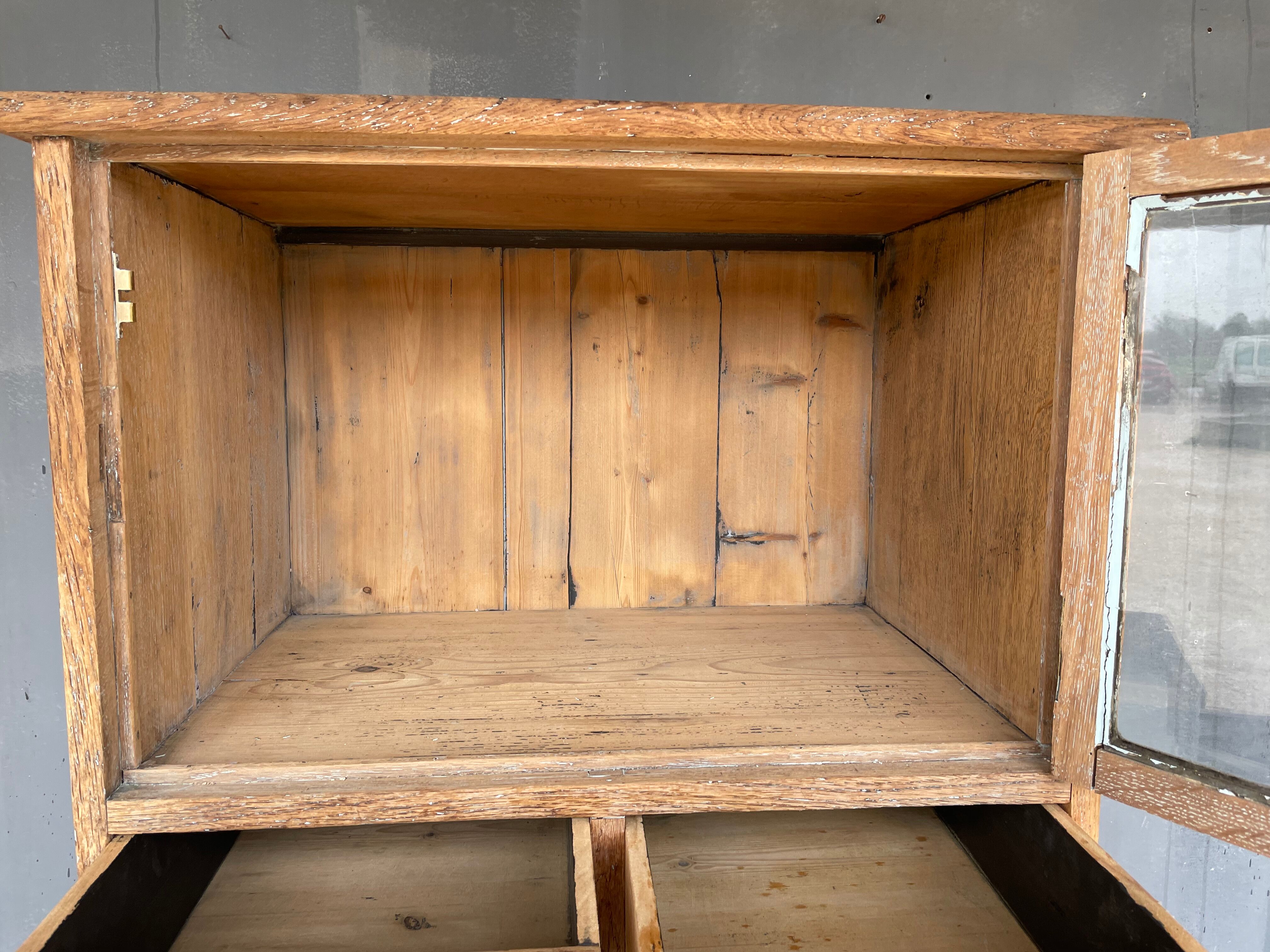 Antique solid oak showcase