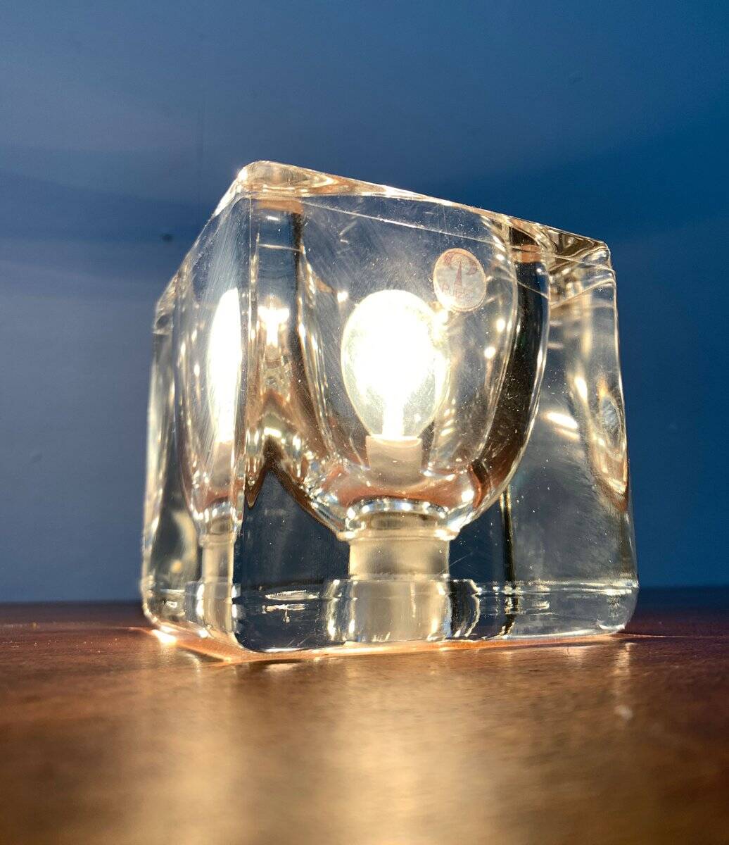 Vintage German glass cube table lamps TA 14 by Peill & Putzler, 1970s, set of 2.