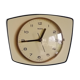 Vintage formica silent wall clock trapeze "Pale yellow Talgo"