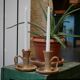 Stoneware candle holders - set of 2 (signed)