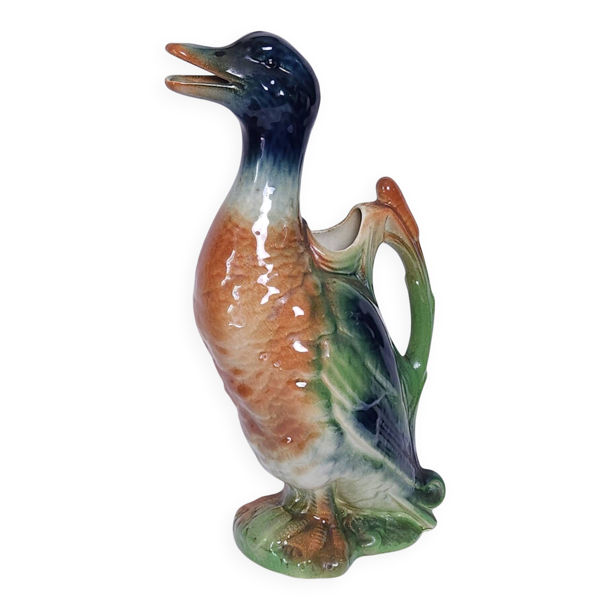 Vintage green-headed duck ceramic jug