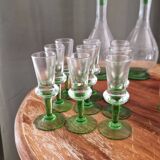 Antique crystal tableware set of carafe and tasting glasses from the 1900s
