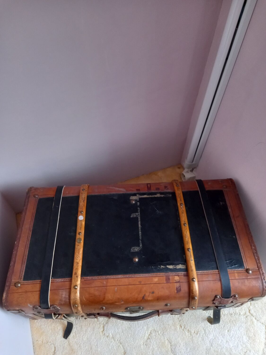 Antique leather suitcase