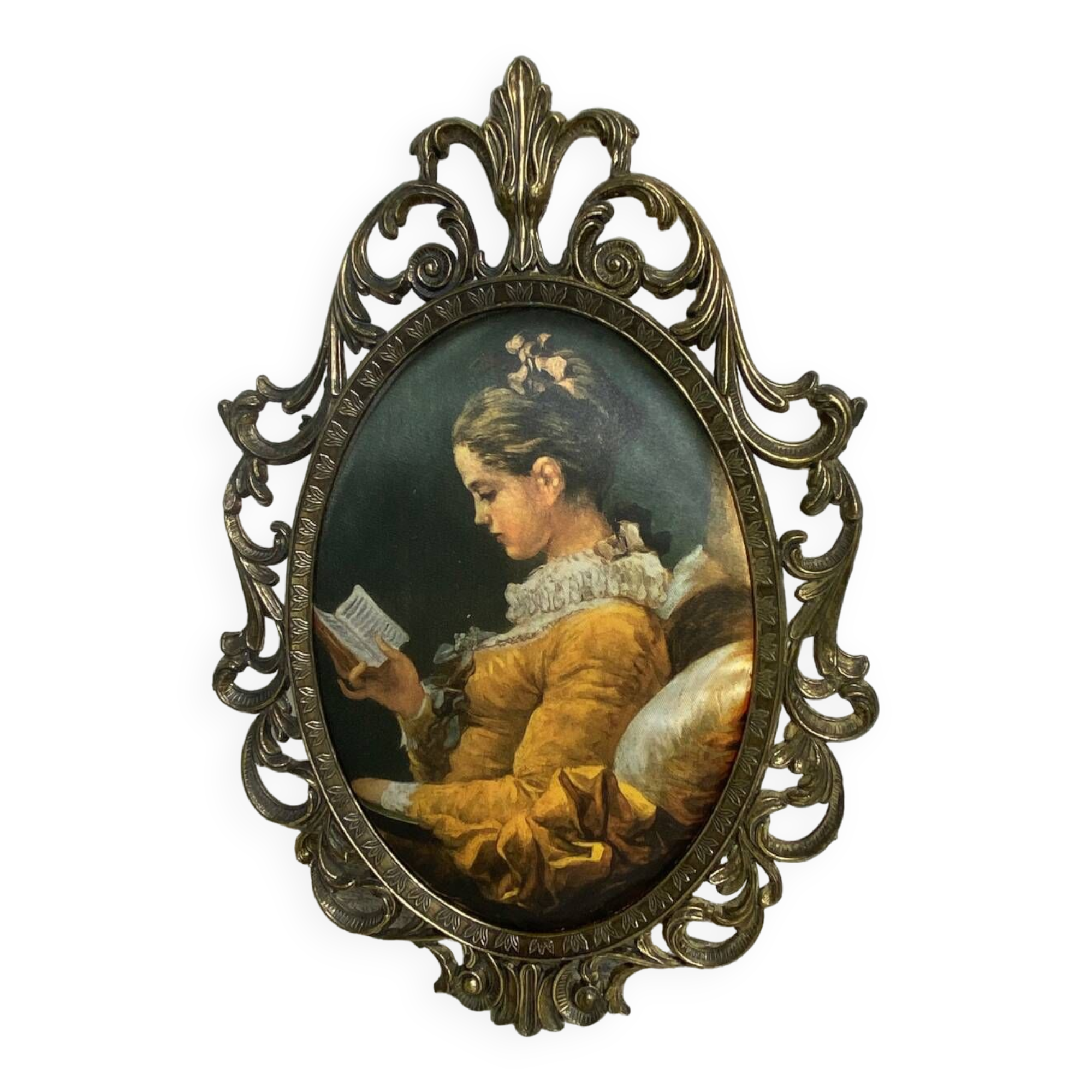 Brass frame and silk upholstery