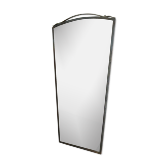 1950s wall mirror made of brass with polished diamond pattern 50x99cm
