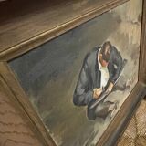 Canvas painting signed Le retourneur