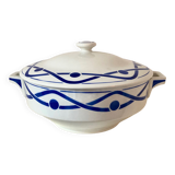 Blue geometric pattern tureen