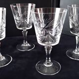 4 crystal wine glasses (Bohemian?)