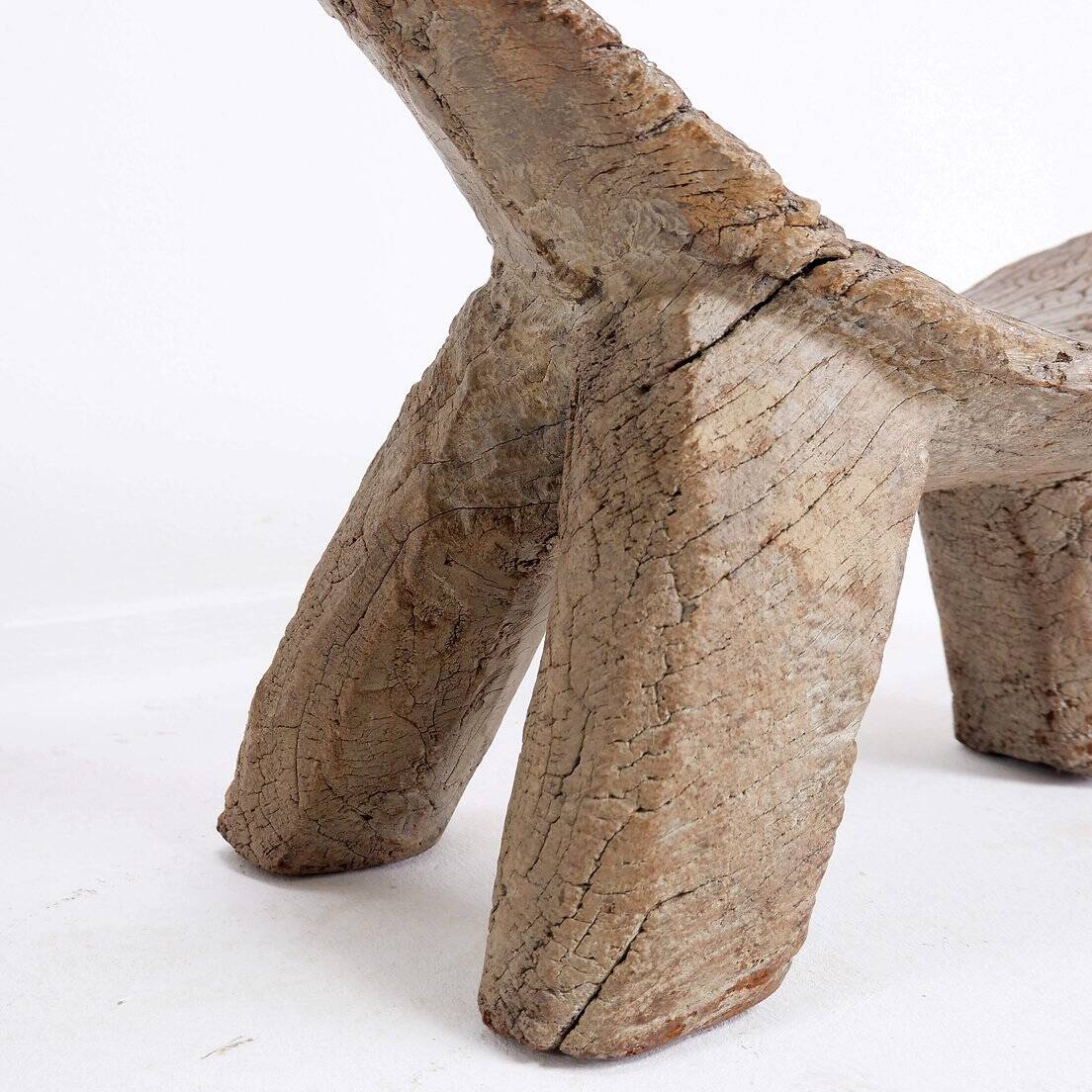 "Lobi" African tripod wooden stool from Burkina Faso