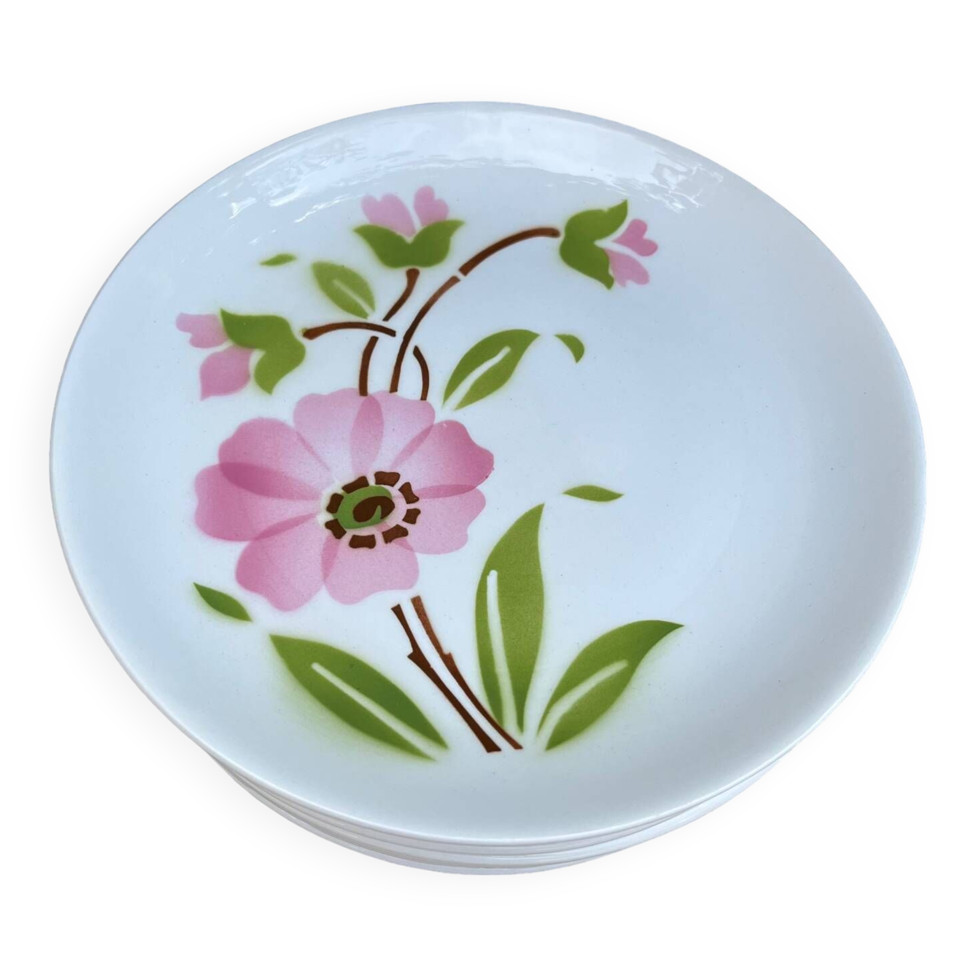 10 assiettes à dessert Moulin des Loups Orchies décor Corinne