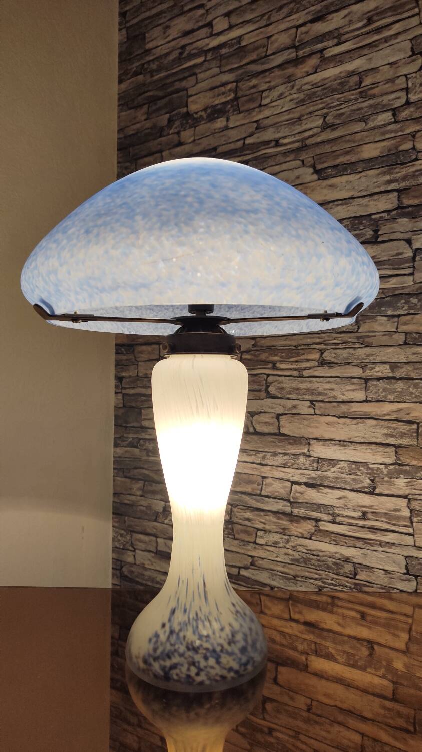 Mushroom lamp 1990 white and blue
