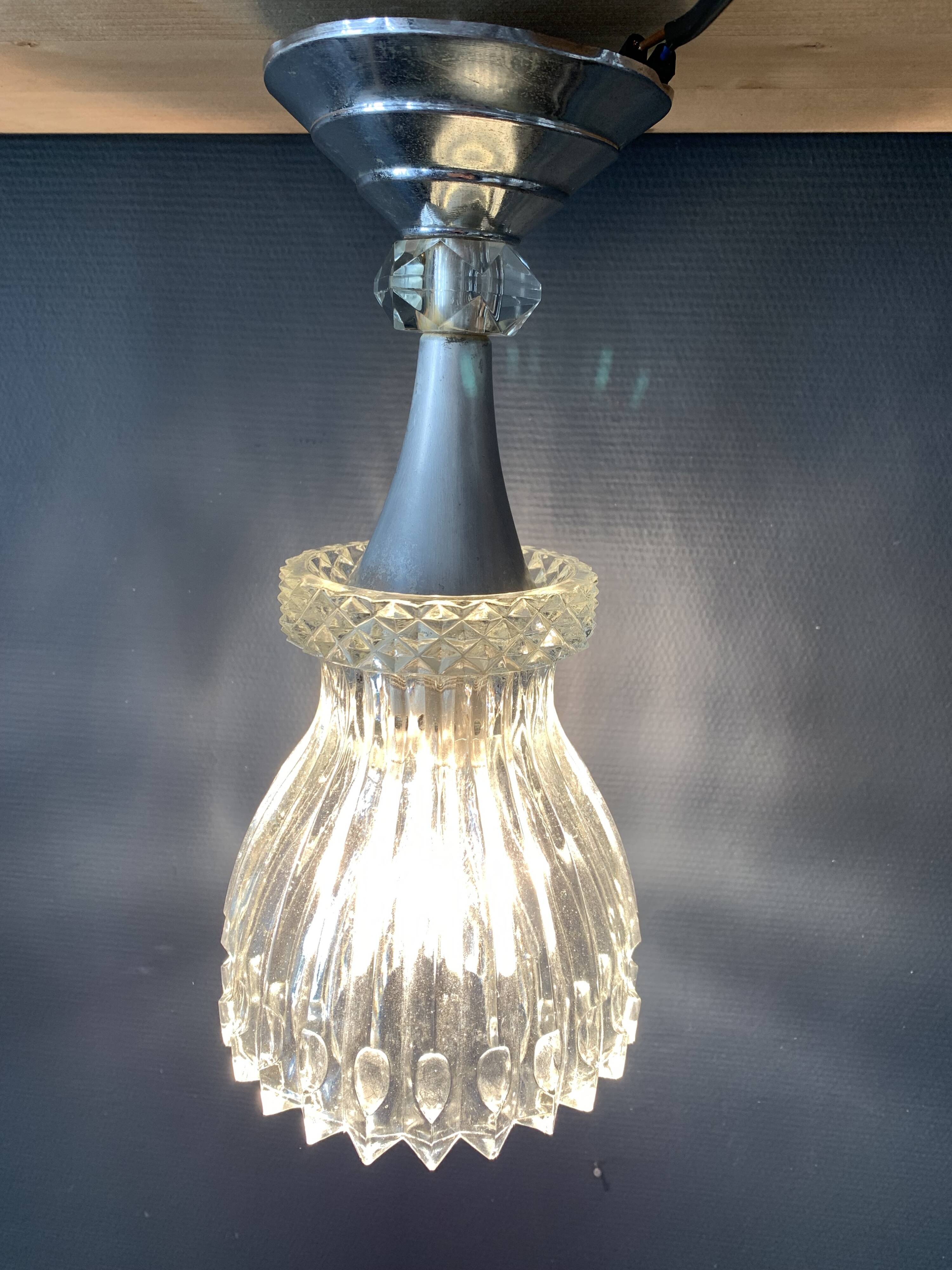 Cut glass and metal ceiling light, 1960s, Germany