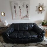80s black leather Sloop Sloop Line Sofa