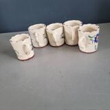 Set of 5 glazed ceramic coffee mugs
