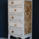 Semainier chest of drawers skated high wood blue and white - floral patterns