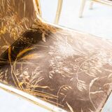Table peinte en or et 4 chaises en tissu d'origine