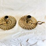 Duo of sunflower cellar rat candlesticks