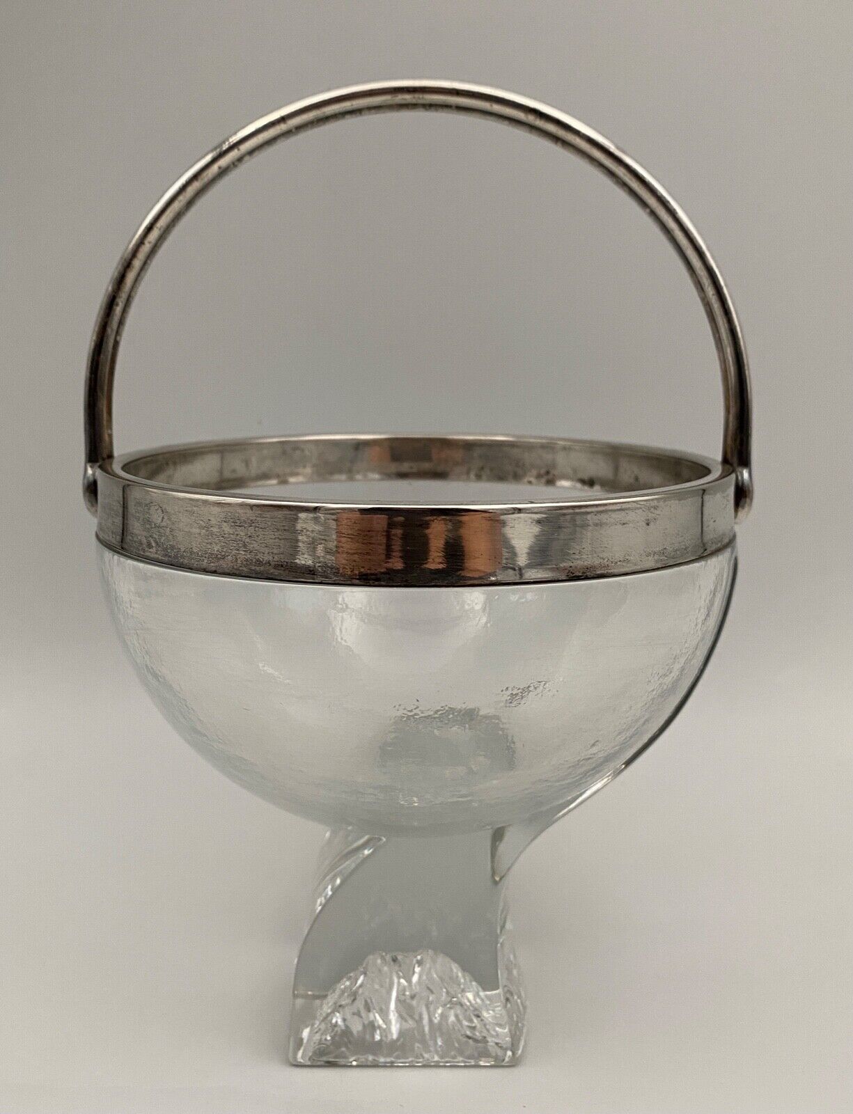 Ice bucket silver metal crystal block 1970