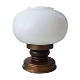 Wooden and brass table light 70s