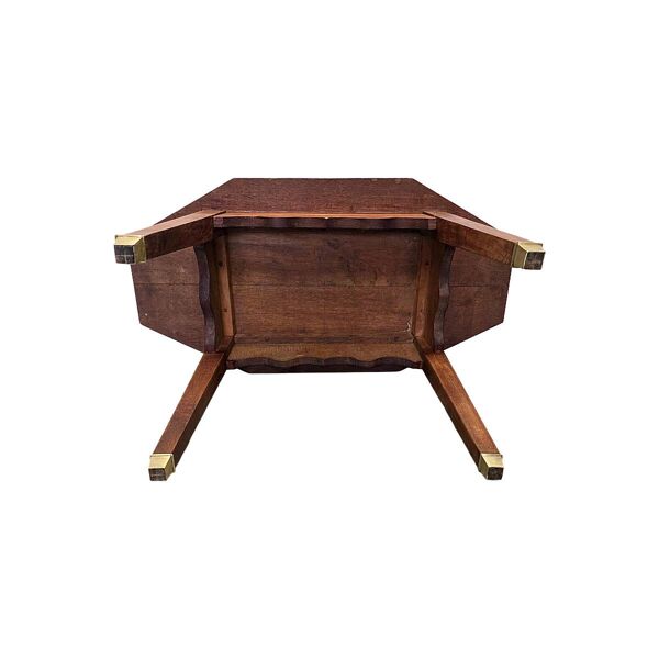 Ancienne table basse française en chêne avec pieds en bronze, années 1900