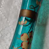 Large art nouveau turquoise blown glass vase