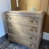 Carved solid oak chest of drawers