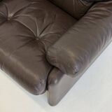 Fauteuil Coronado vintage B&B Italia en cuir marron foncé