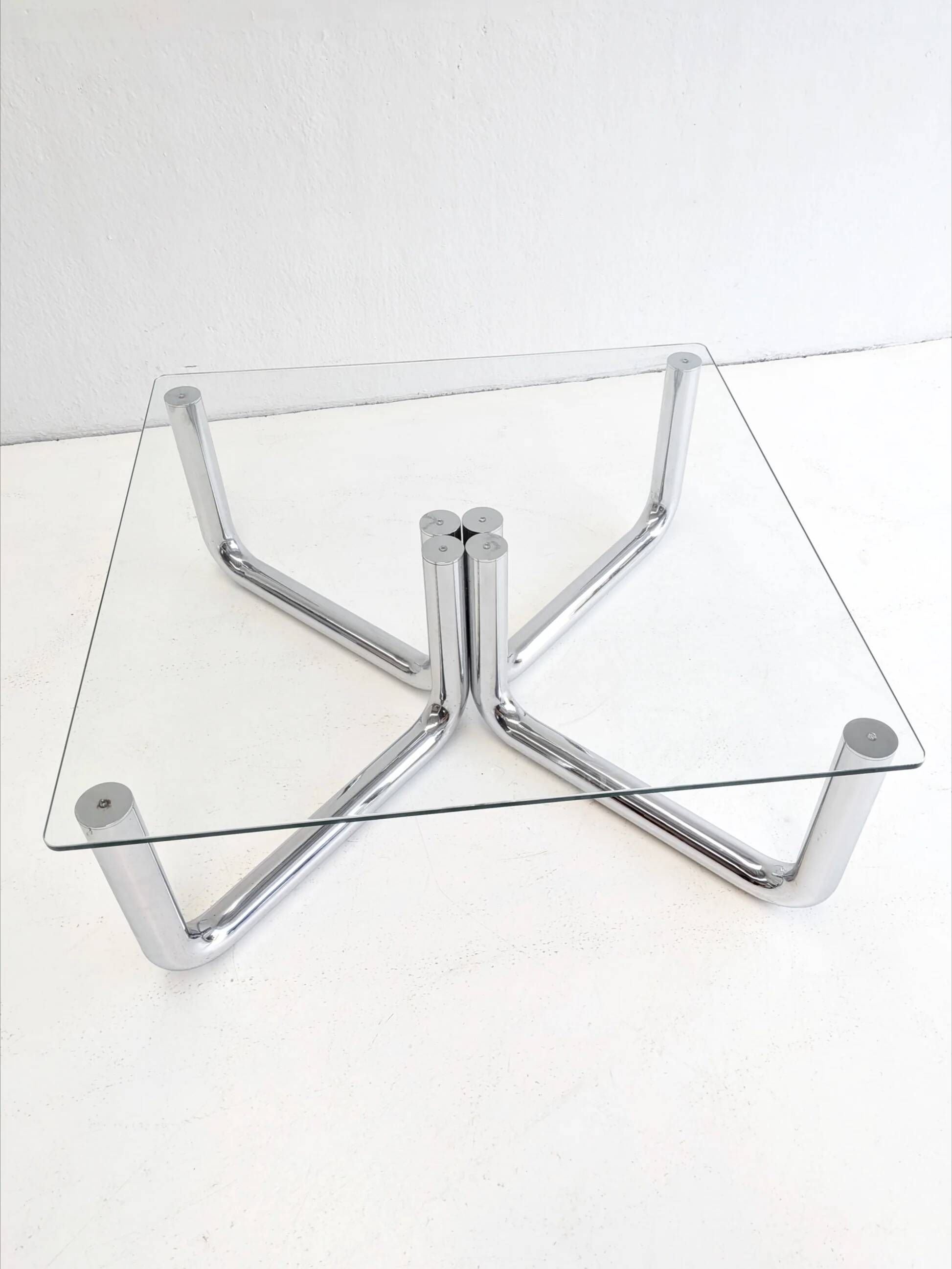 Space age chrome & glass coffee table 1970s