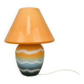 80s glass mushroom lamp, vintage