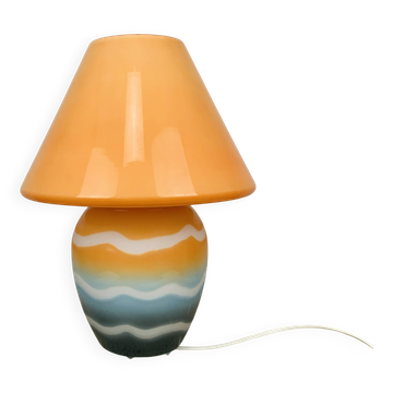80s glass mushroom lamp, vintage