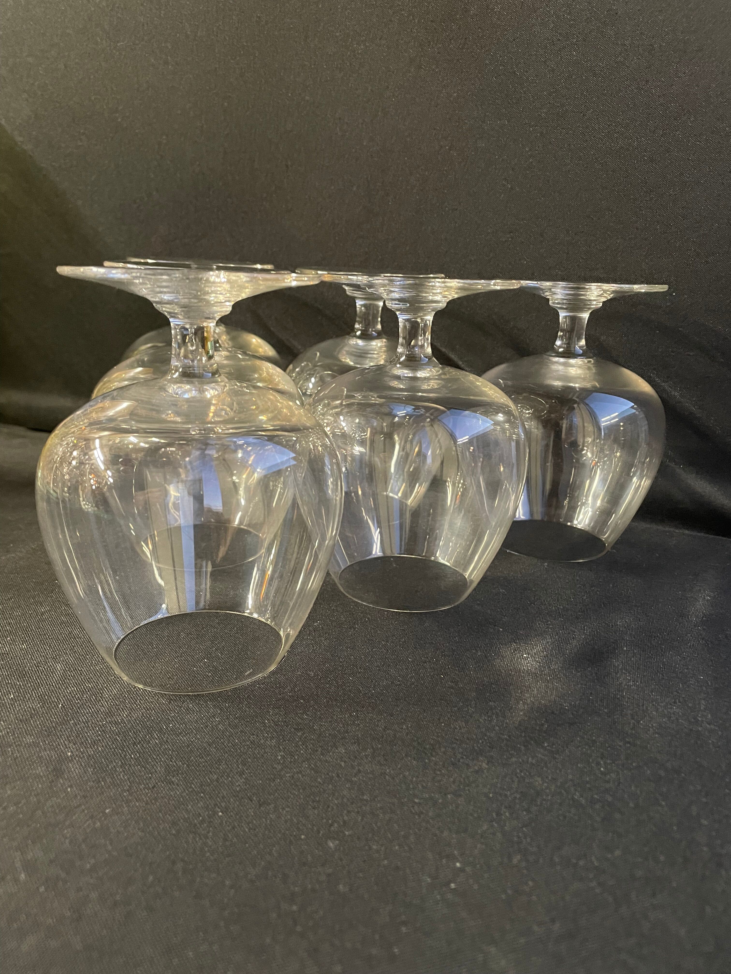 6 old tasting balloon glasses (cognac/armagnac) - light blown crystal