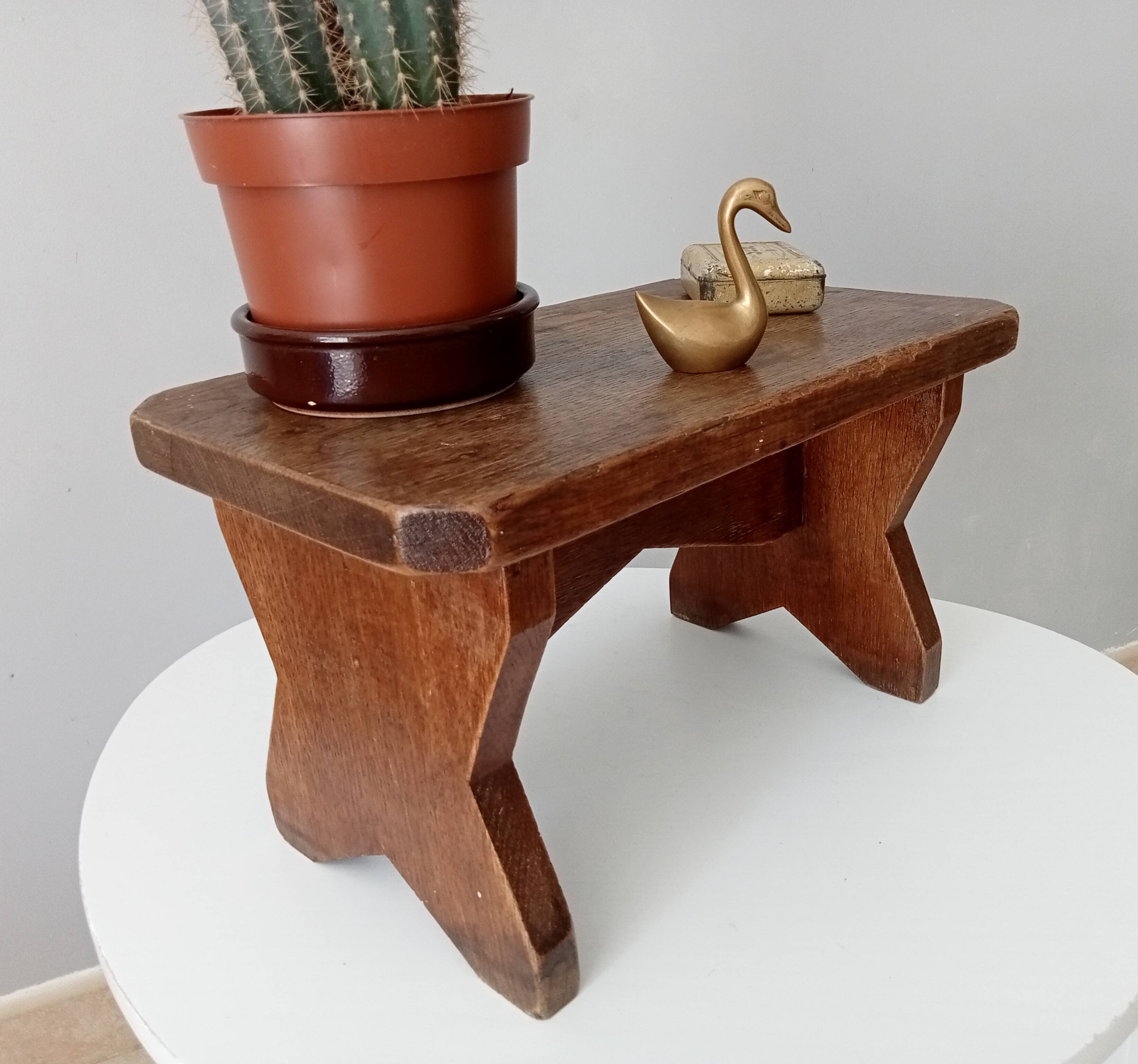 Antique solid oak stool