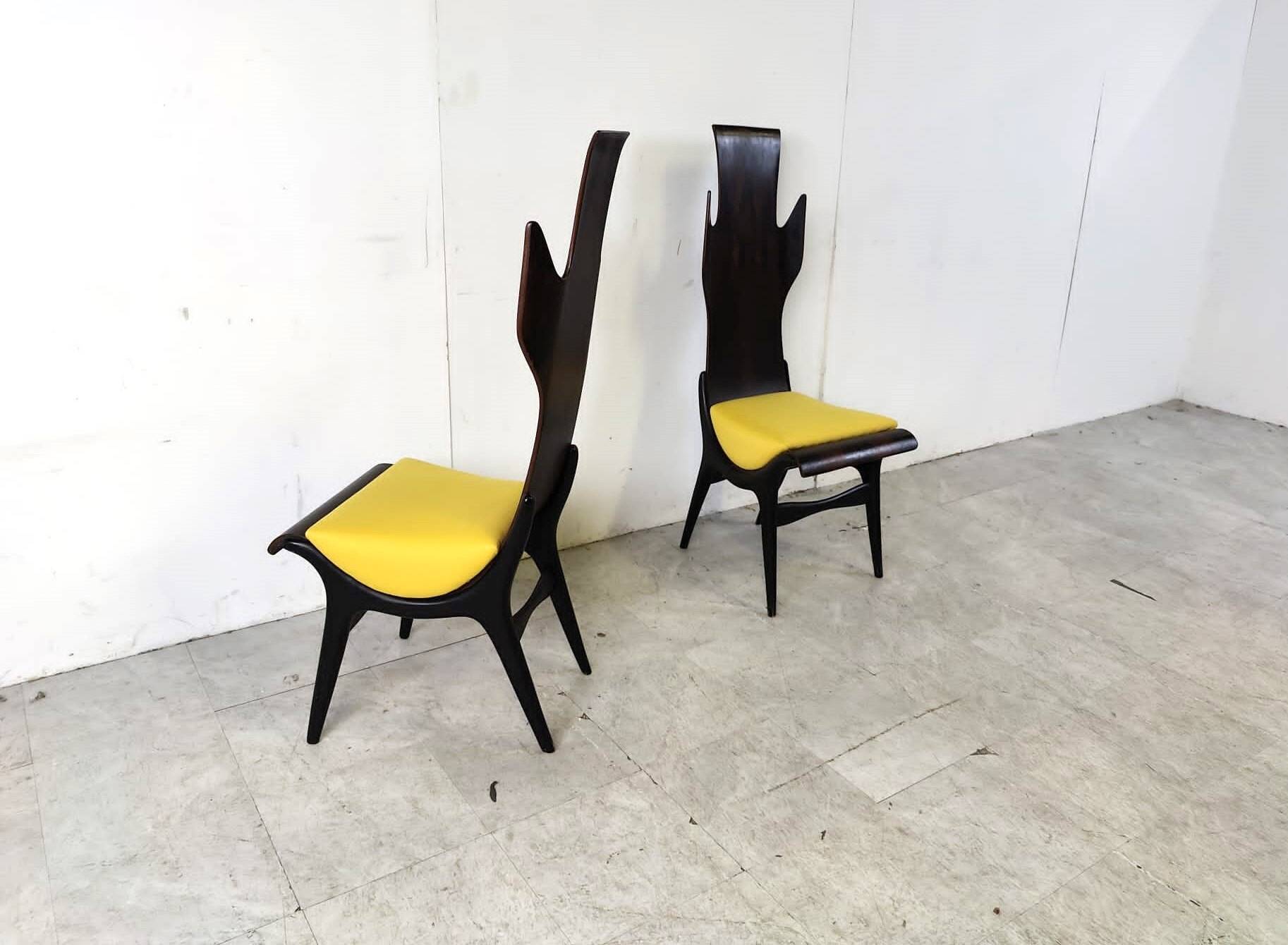 Chaises de salle à manger vintage à haut dossier et flamme par Dante Latorre, 1950