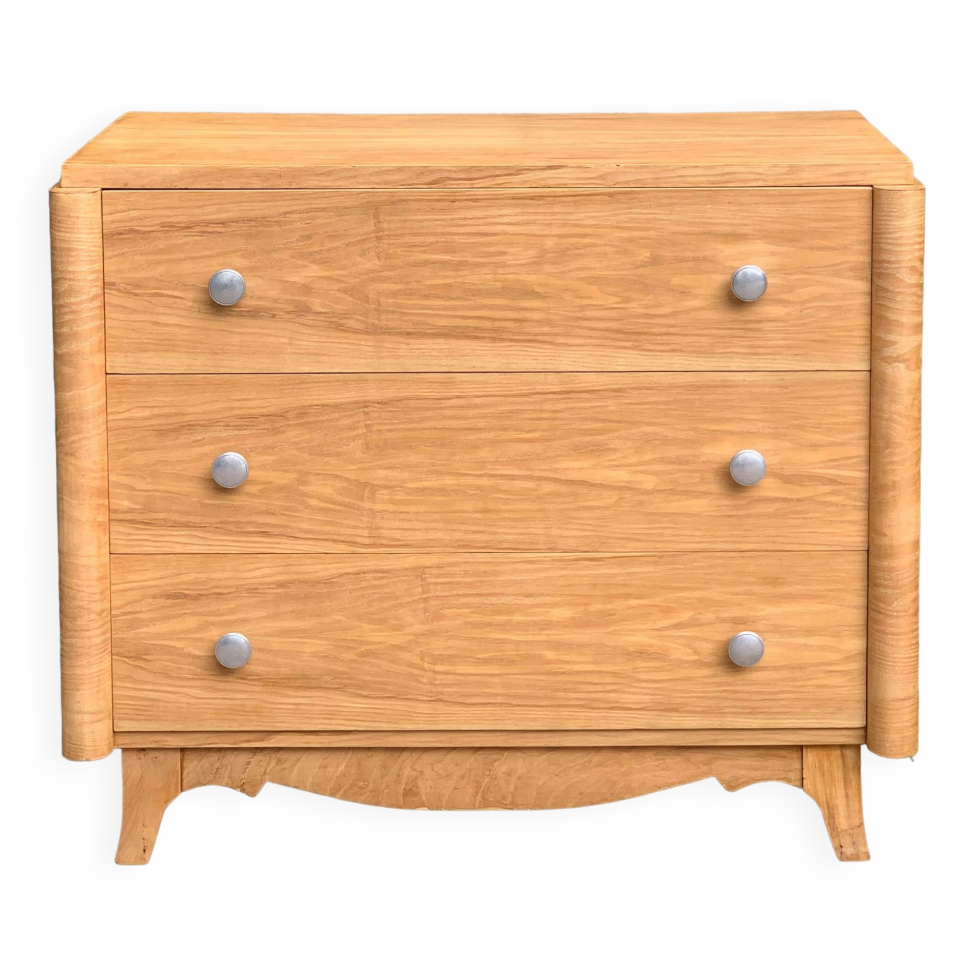Raw oak art deco chest of drawers