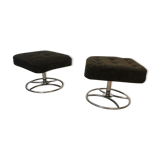 Pair of rotating chrome and velvet stools