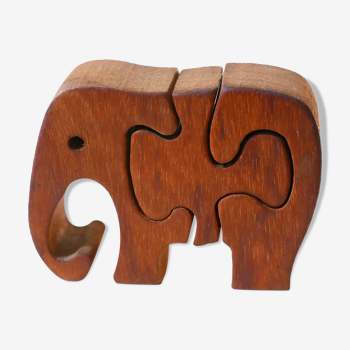 Puzzle en bois elephant années 70