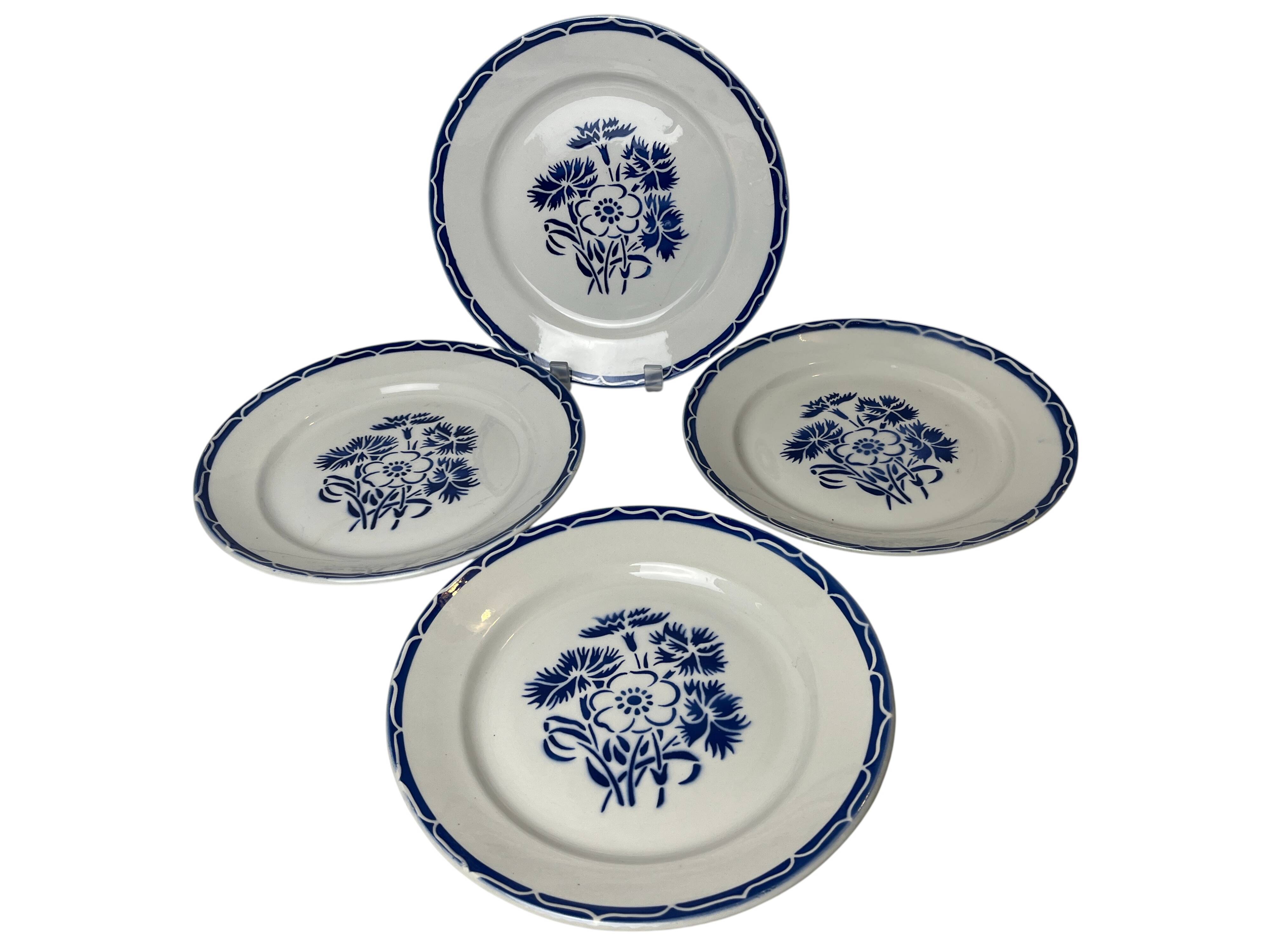 Set of four Lunéville KG plates model Annecy from around 1930.
