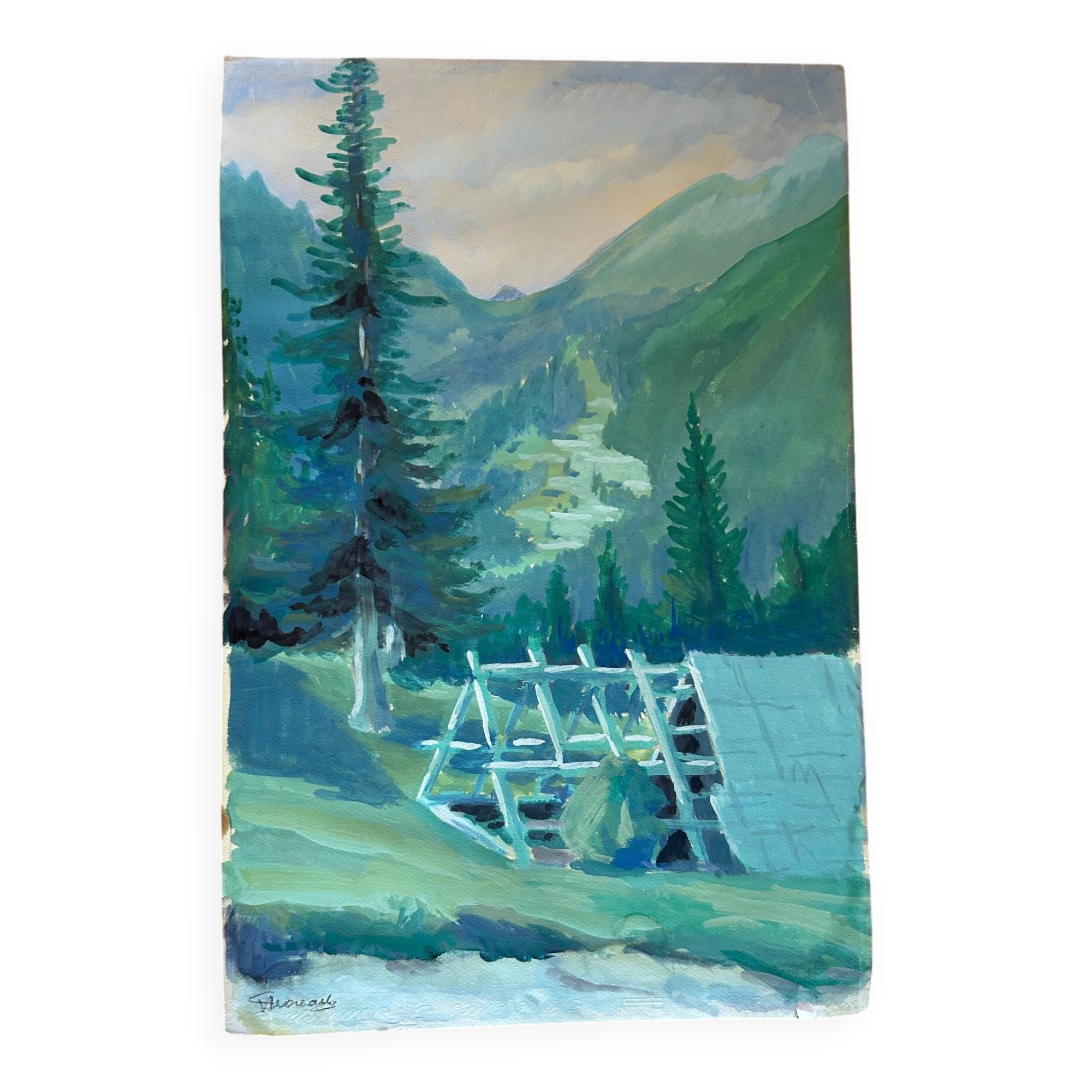 Huile sur carton ancienne signée