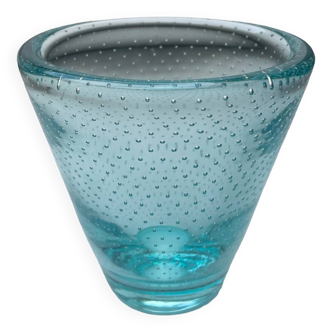 Vase en verre bullé