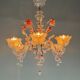 Venetian chandelier in colorless and pink Murano glass, 6 light arms circa 1940