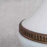 Mid-century opaline and brass pendant light