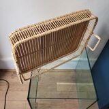 Openwork rattan and bamboo tray