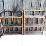 2 old rattan wall shelves