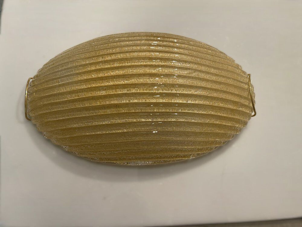 Murano Gold Glass Ceiling Light Flushmount, 1970s