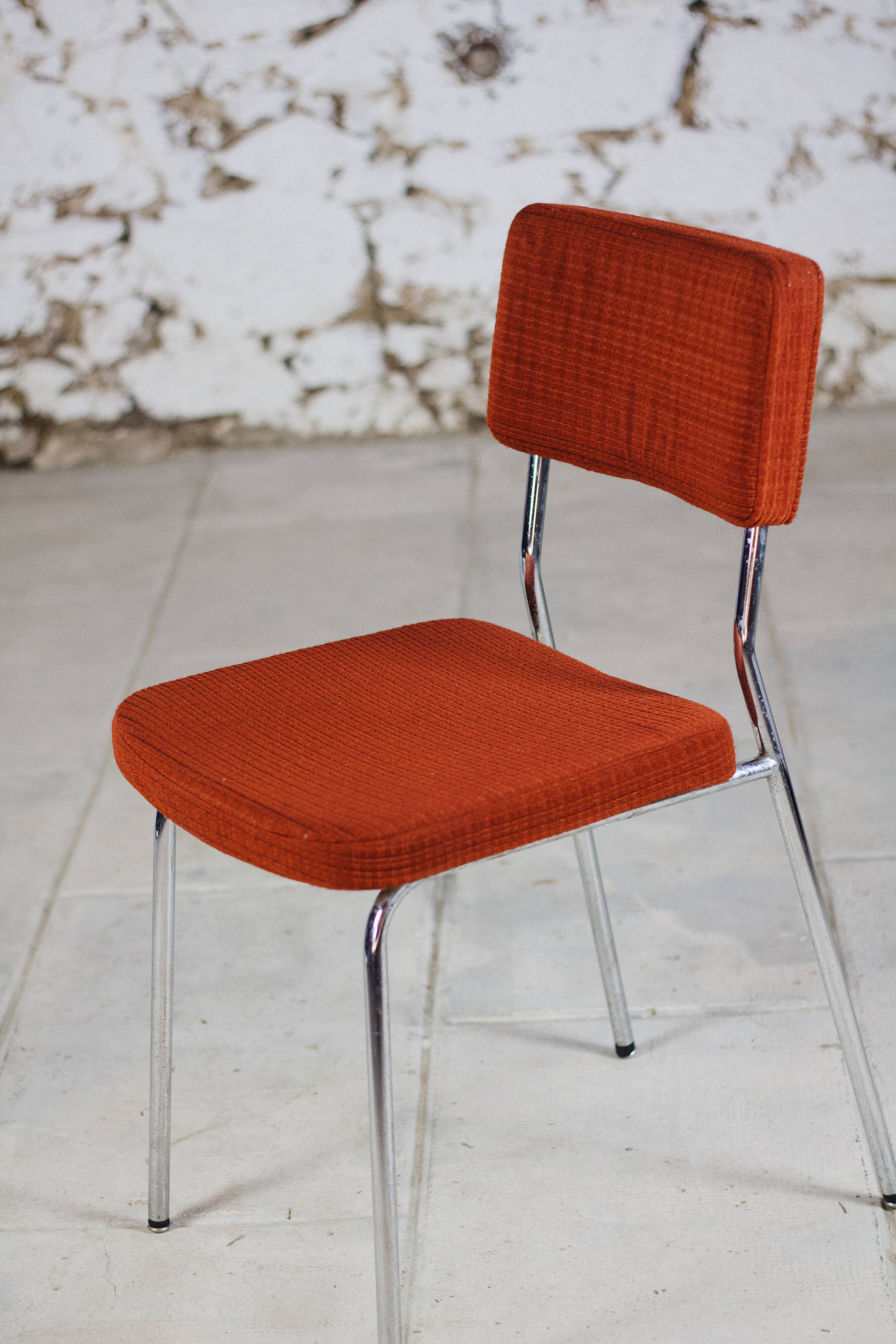 Vintage orange velvet chair, 1970