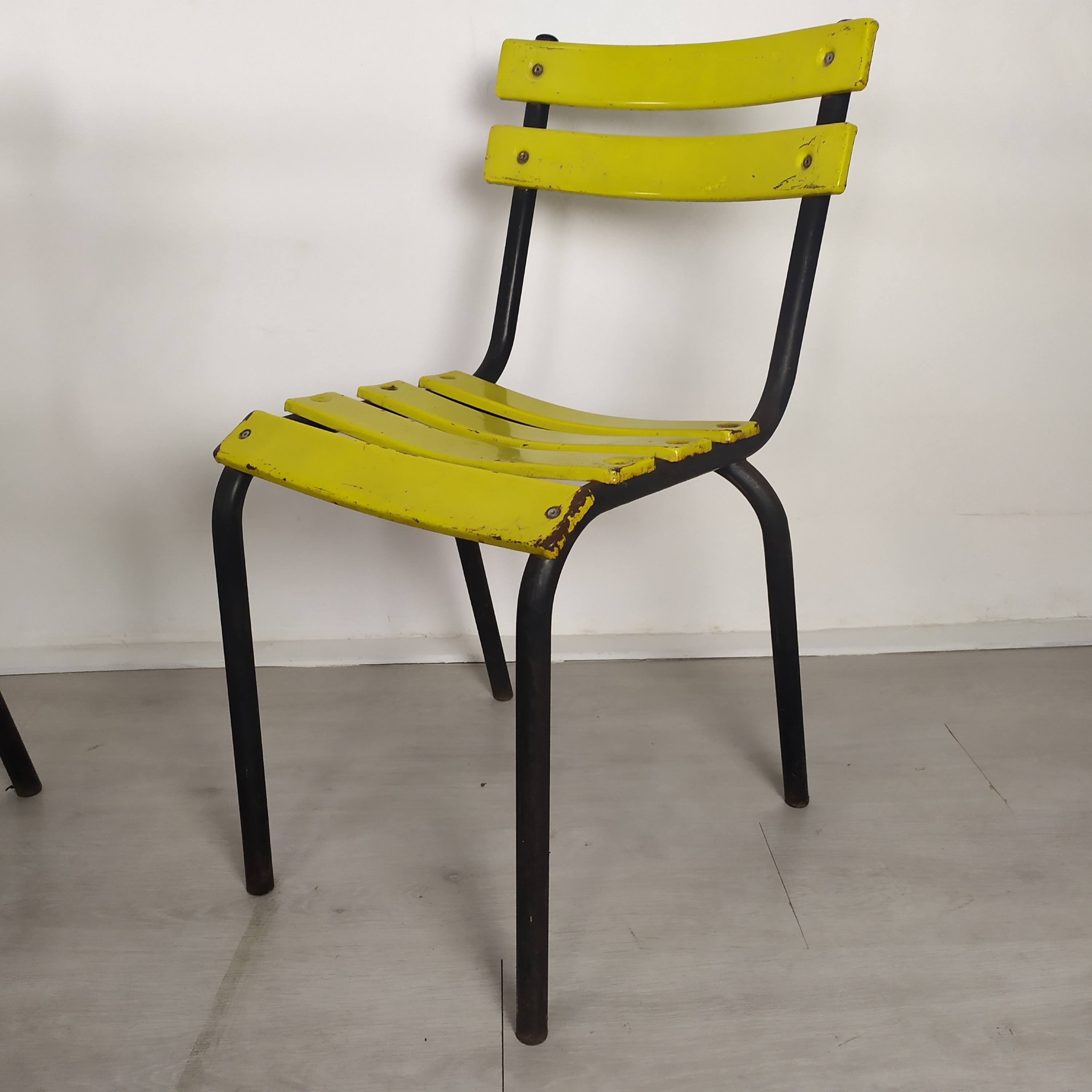 18 yellow metal bistro chairs